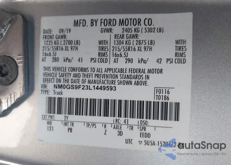 2020 Ford Transit Connect Xlt Passenger Wagon z USA, uszkodzony, nr VIN NM0GS9F23L1449593